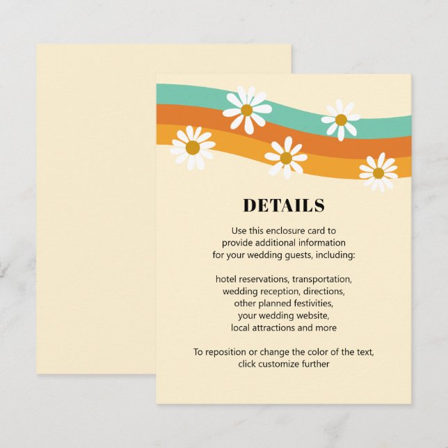 Carte D'accompagnement Super Arc-en-ciel des années 1970 Style Boho Daisy (Devant / Derrière)