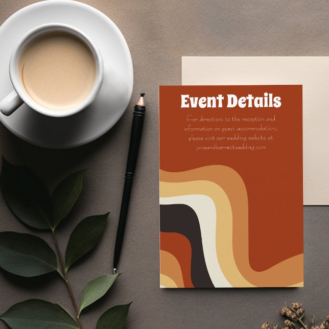 Carte D'accompagnement Super les années 70 Burnt Orange Boho Mariage Déta (Créateur téléchargé)