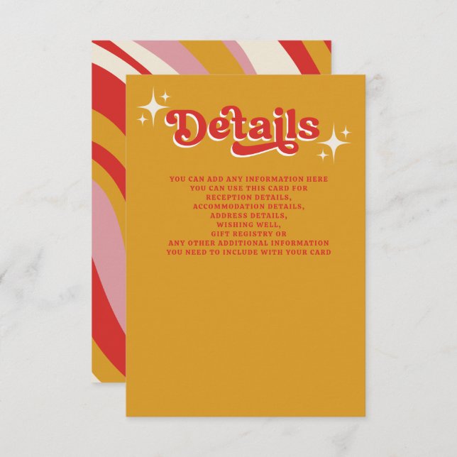 Carte D'accompagnement Super les années 70 rétro Cute Ivory Orange Rouge  (Devant / Derrière)