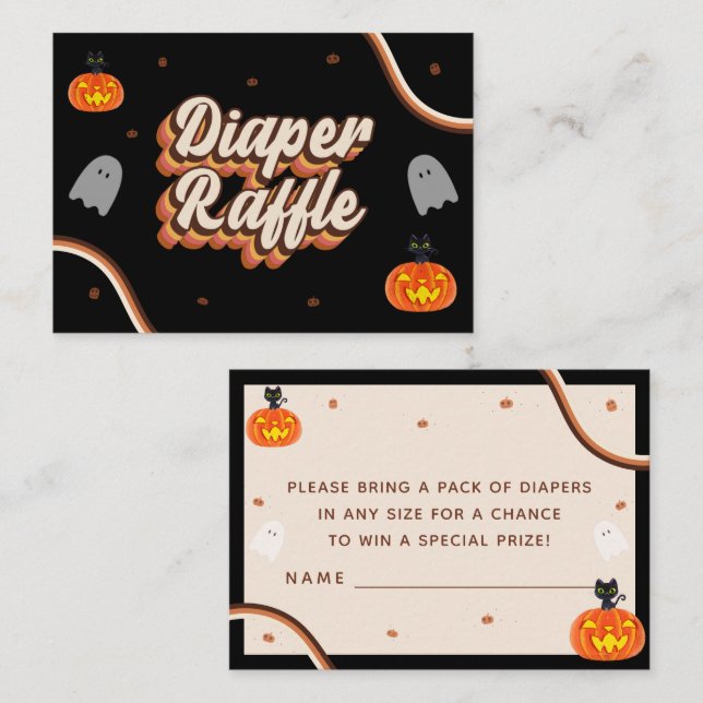 Carte D'accompagnement Super Retro Halloween Baby shower Déchets Raffle (Devant / Derrière)