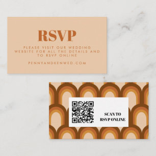 Carte D'accompagnement Super Retro les années 70 site Mariage Brown QR Co