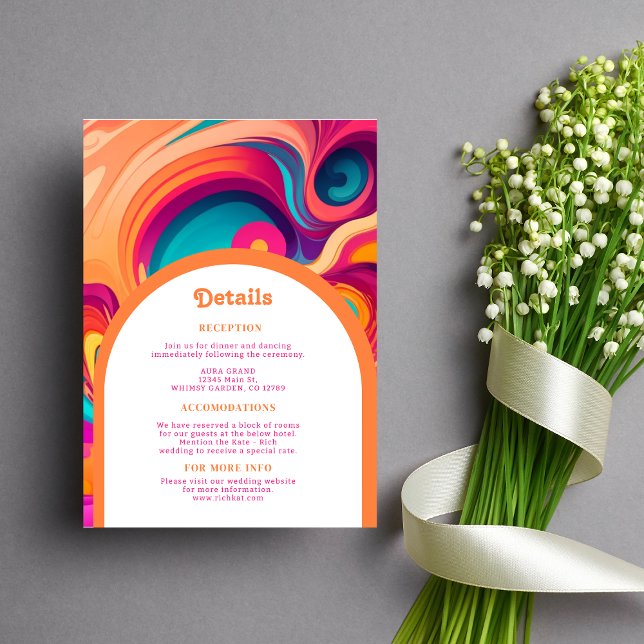 Carte D'accompagnement Super Retro Orange rose abstrait détail funky (Créateur téléchargé)