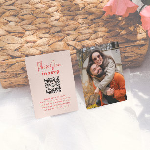 Carte D'accompagnement Super Sparkle rose rouge photo QR Code Mariage RSV