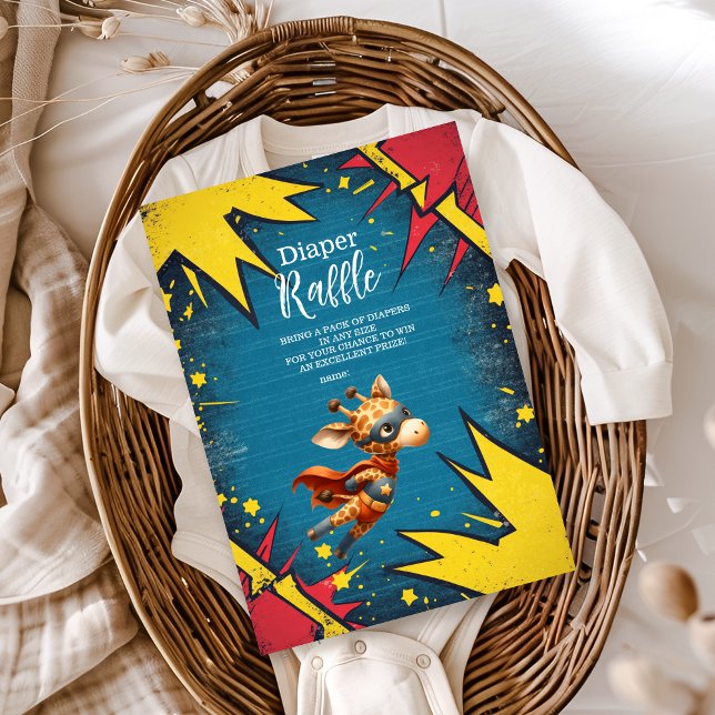 Carte D'accompagnement Superhero Animaux Garçon Baby shower Diapper Raffl (Créateur téléchargé)