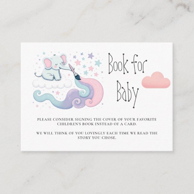 Carte D'accompagnement Sur Cloud 9 Livres Baby showers Elephant Pour Bébé (Devant)