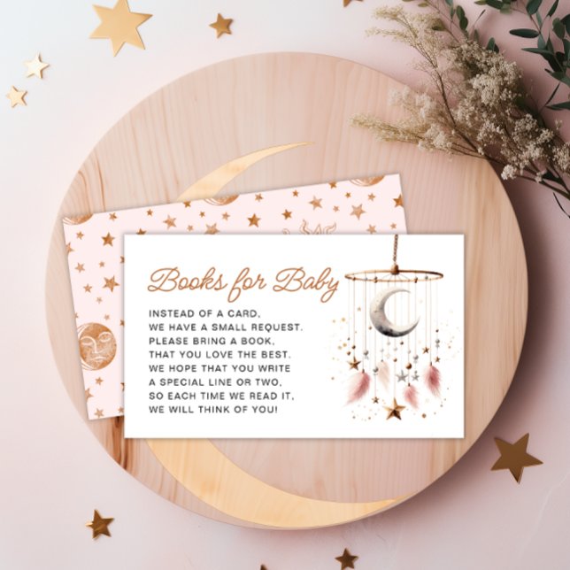 Carte D'accompagnement Sur la Lune Livres de Baby shower céleste pour béb (Over the Moon Celestial Baby Shower Books for Baby Enclosure Card)