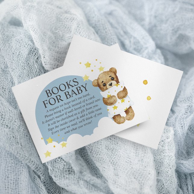 Carte D'accompagnement Sur la Lune Teddy Bear Dusty Blue Livres pour bébé (Créateur téléchargé)