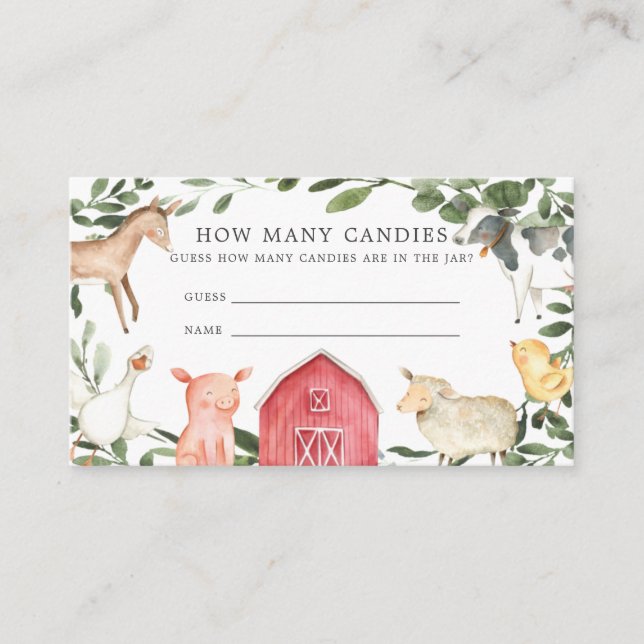 Carte D'accompagnement Sur Le Baby shower Agricole Devinez Combien De Can (Devant)
