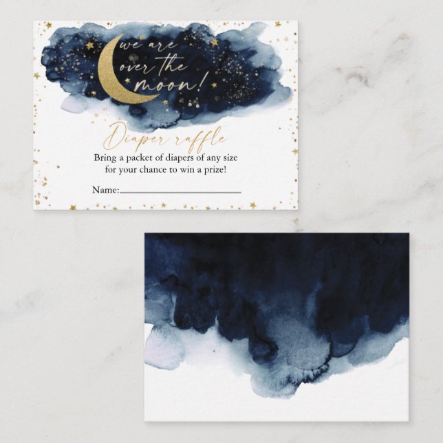 Carte D'accompagnement Sur le Baby shower de billet de rabat de la lune (Devant / Derrière)