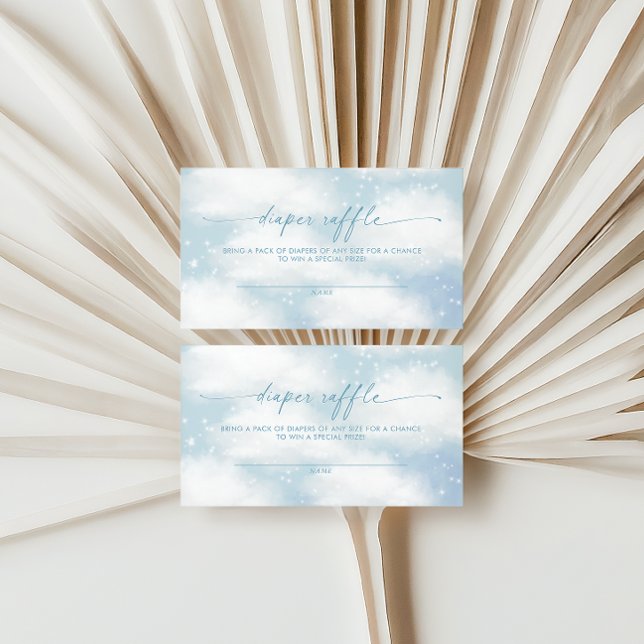 Carte D'accompagnement Sur le nuage neuf nuages rêvés Blue Diaper tombole (Créateur téléchargé)