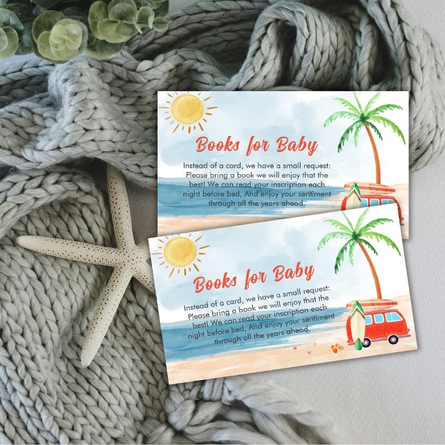 Carte D'accompagnement Surf Beach Baby On Board Livres pour Baby shower (Surf Beach Baby On Board Books for Baby Shower Enclosure Card)