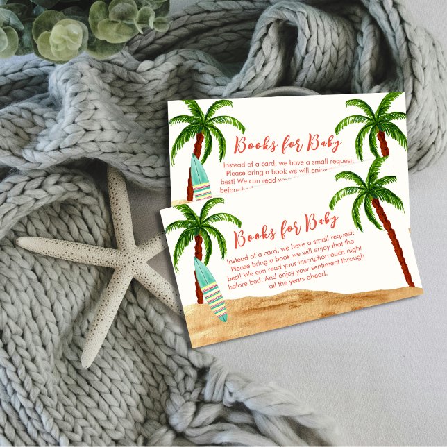 Carte D'accompagnement Surf Tropical Bébé À Bord Livres Pour Baby shower (Tropical Surf Baby On Board Books For Baby Shower Enclosure Card)
