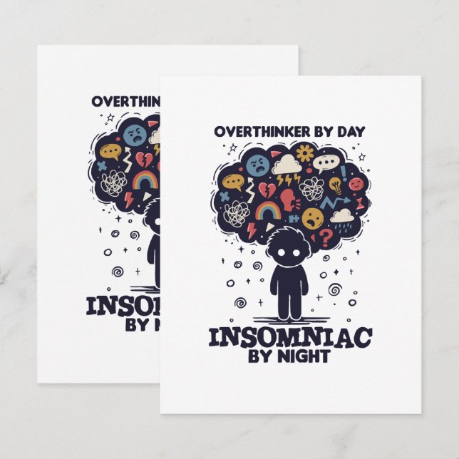Carte D'accompagnement Surpenseur le jour, insomniaque la nuit (Devant / Derrière)