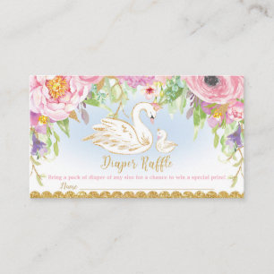 Carte D'accompagnement Swan Princess Raffle Floral Baby Girl