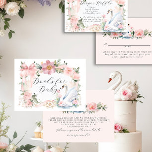 Carte D'accompagnement Swan rose Ruban Élégant Livres floraux pour bébé