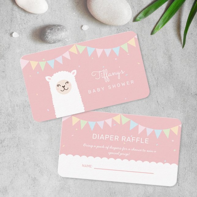 Carte D'accompagnement Sweet Alpaca Llama Fille Baby shower Déchets Raffl (Créateur téléchargé)