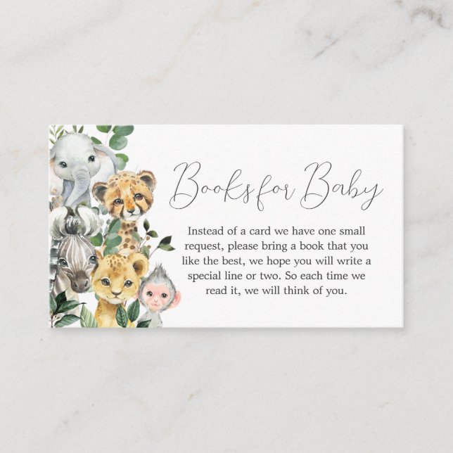 Carte D'accompagnement Sweet Baby Boy Safari Baby showers Livres pour béb (Devant)