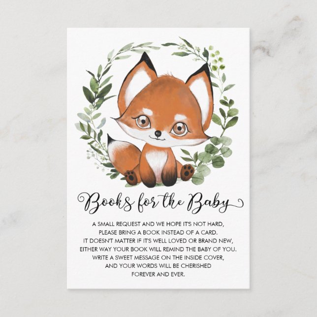 Carte D'accompagnement Sweet Baby Fox Woodland Green Livre pour bébé (Devant)