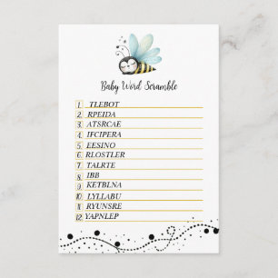 Carte D'accompagnement Sweet Bee Baby Word Scramble Card