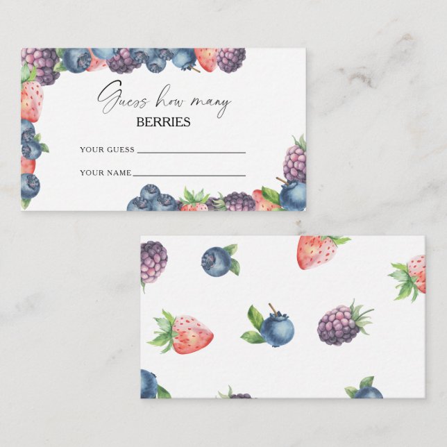Carte D'accompagnement Sweet berry - devinez combien de baies jeu de mari (Devant / Derrière)