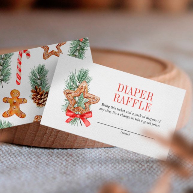 Carte D'accompagnement Sweet Cookie Christmas Diaper Raffle Baby shower (Créateur téléchargé)