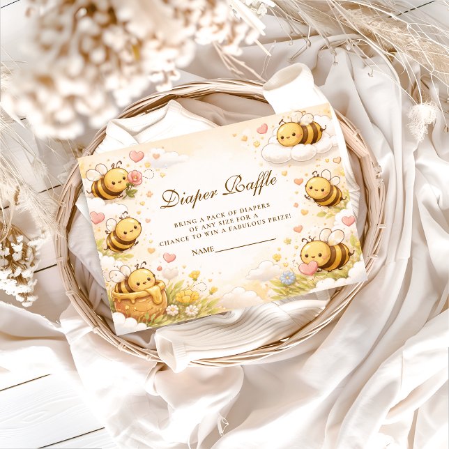 Carte D'accompagnement Sweet Honey Bee Baby Shower Diapper Raffle (Créateur téléchargé)