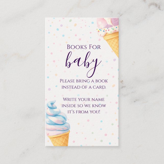 Carte D'accompagnement Sweet Ice Cream Sprinkle Books for Baby Shower (Devant)