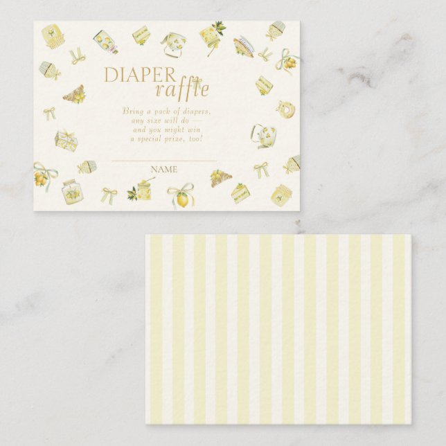 Carte D'accompagnement Sweet Lemon Watercolor Baby Shower Diaper Raffle (Devant / Derrière)