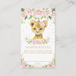 Carte D'accompagnement Sweet Lion Cub Rose Blush Floral Diaper Raffle