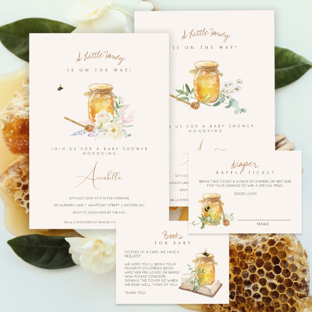 Carte D'accompagnement Sweet Little Honey Baby shower Livres pour bébé (Créateur téléchargé)