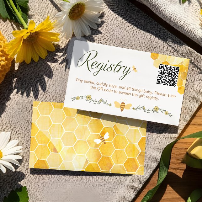 Carte D'accompagnement Sweet Little Honey Bee Est Sur Le Chemin Du Regist (Sweet Little Honey Bee Is On The Way Gift Registry Enclosure Card)