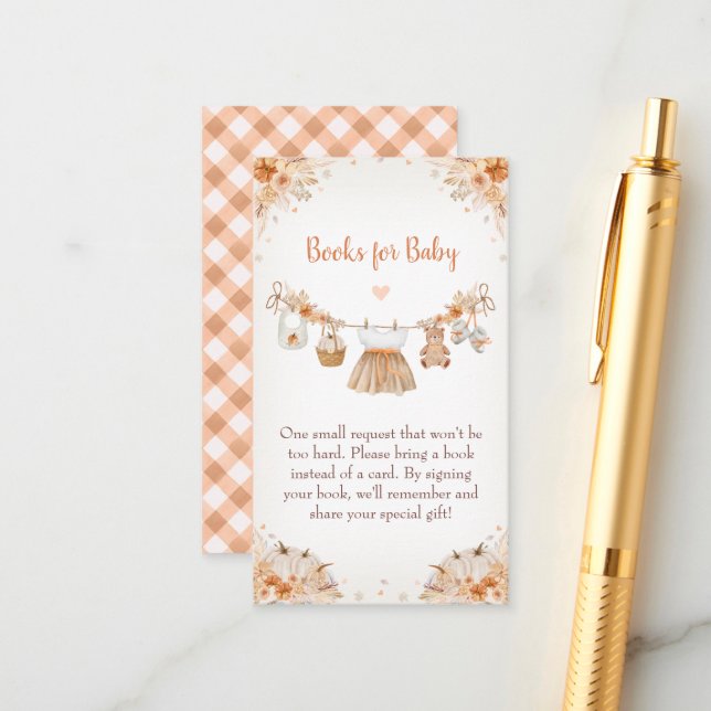 Carte D'accompagnement Sweet Little Pumpkin Autumn Baby Shower (Devant/Arrière en situation)