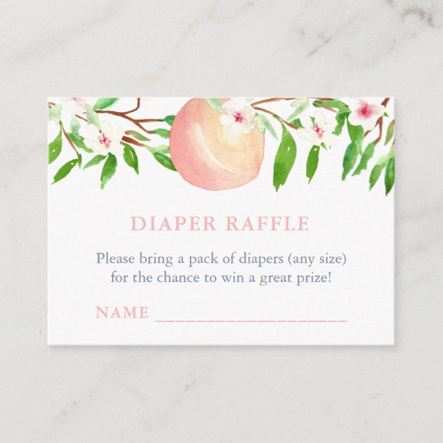 Carte D'accompagnement Sweet Peach Diaper Raffle Billet Baby shower fille (Devant)