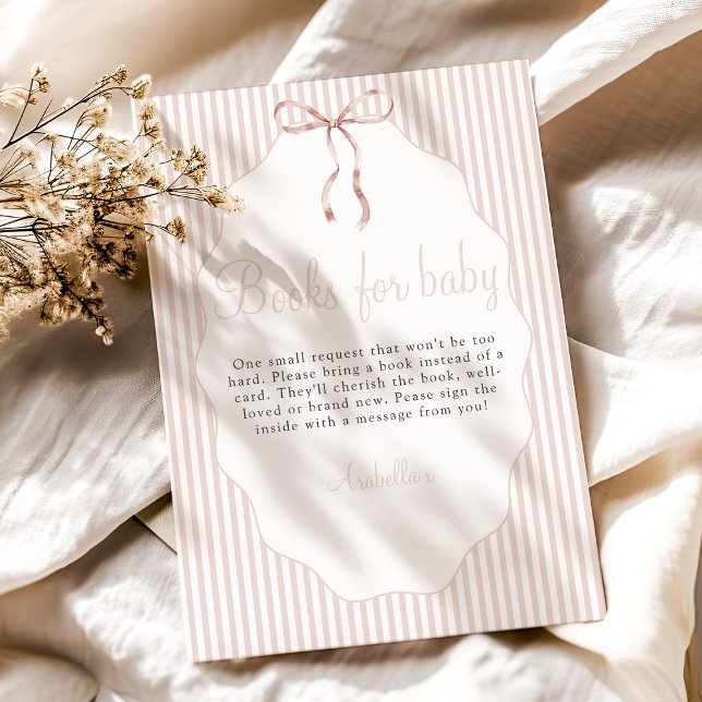 Carte D'accompagnement Sweet Pinstriped Bow Beige Books For Baby (Créateur téléchargé)