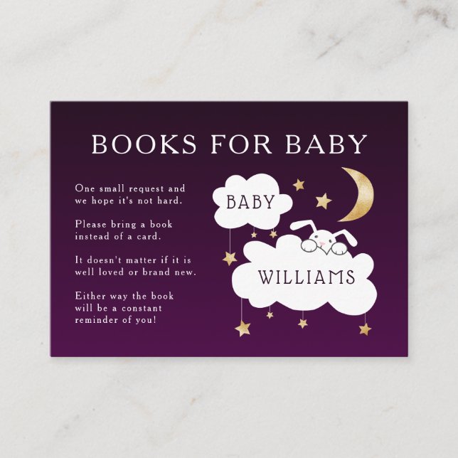 Carte D'accompagnement Sweet Purple Lullabe Livre Baby shower de demande (Devant)