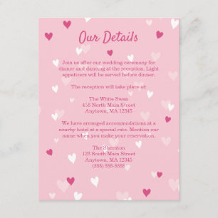 Carte D'accompagnement Sweet Rose Hearts Valentine Mariage