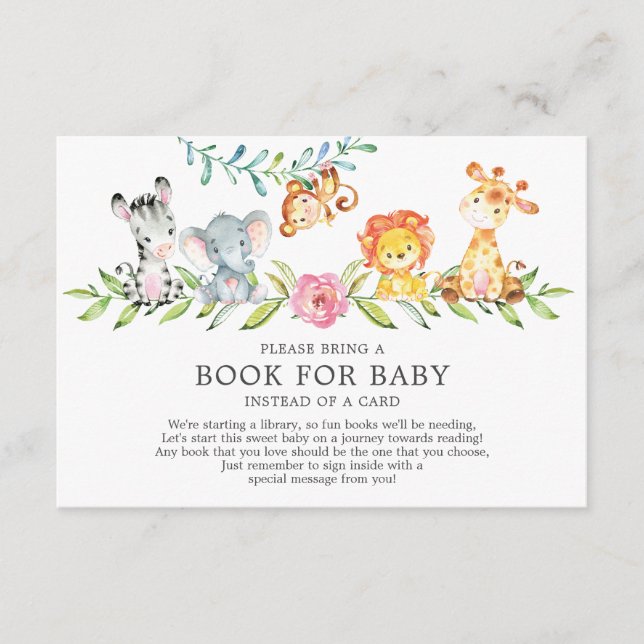 Carte D'accompagnement Sweet Safari Animaux Baby shower Livre pour bébé (Devant)