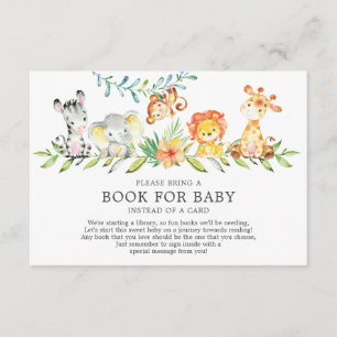 Carte D'accompagnement Sweet Safari Animaux Baby shower Livre pour bébé