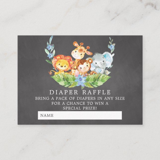 Carte D'accompagnement Sweet Safari Baby shower Déchets Raffle Billet (Devant)