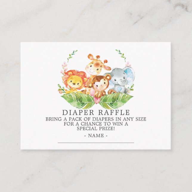 Carte D'accompagnement Sweet Safari Baby shower Déchets Raffle Billet (Devant)