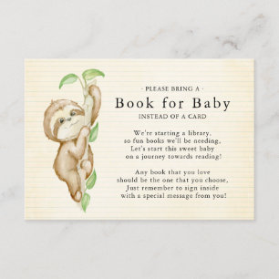 Carte D'accompagnement Sweet Sloth Baby shower Book pour Baby Card