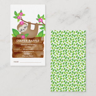 Carte D'accompagnement Sweet Sloth Girls Baby shower Déchets Raffle
