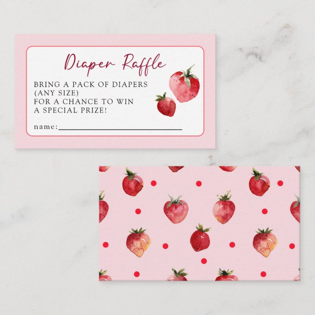 Carte D'accompagnement Sweet Strawberry Fruit Baby Shower Diaper Raffle  (Devant / Derrière)