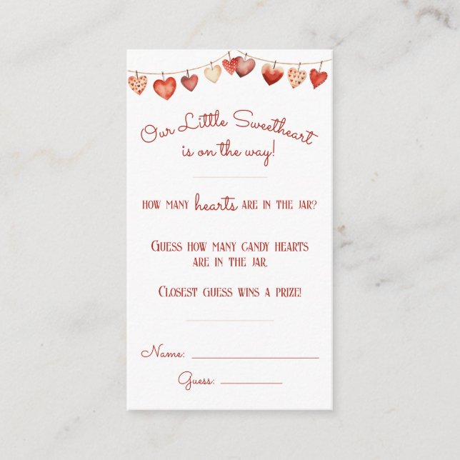 Carte D'accompagnement Sweetheart Baby shower Devine Combien De Coeurs Je (Devant)