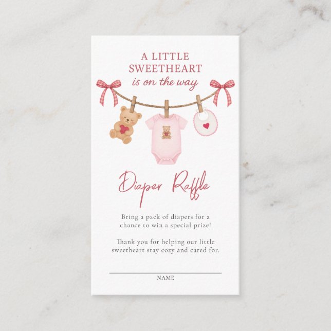 Carte D'accompagnement Sweetheart Clothesline Teddy Bear Diaper Raffle (Devant)