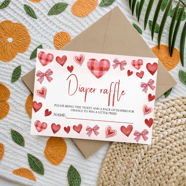 Carte D'accompagnement Sweetheart Diaper Raffle Baby Shower Ticket (Créateur téléchargé)
