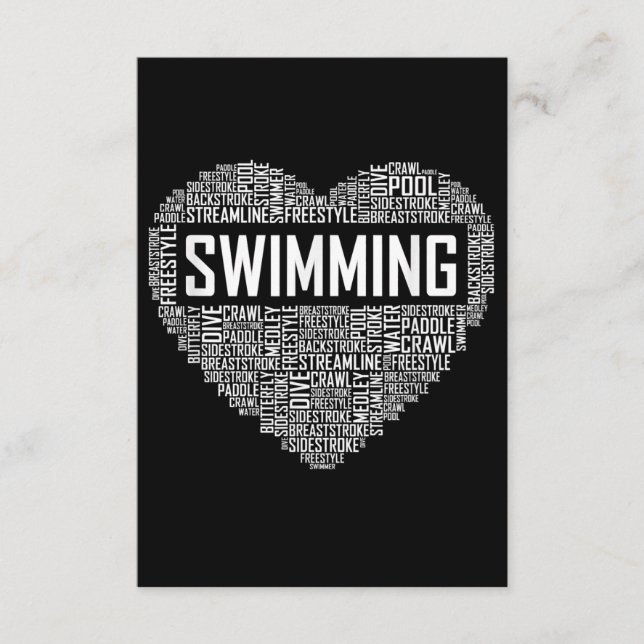 Carte D'accompagnement Swimming Heart Coach Swimmer Venin Swim Lover Toxi (Devant)