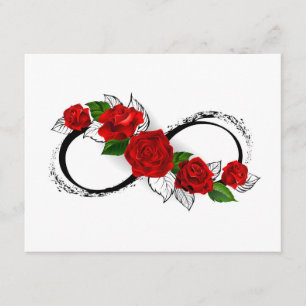 Carte D'accompagnement Symbole d'infini avec roses rouges