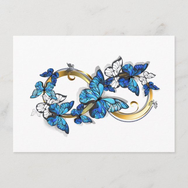 Carte D'accompagnement Symbole infini de papillons Morpho bleus (Devant)