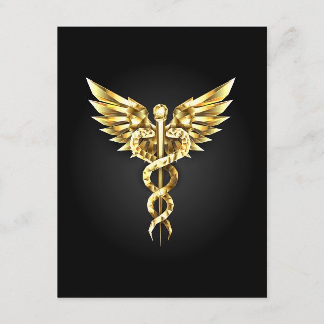 Carte D'accompagnement Symbole Polygonal Or Caduceus (Devant)